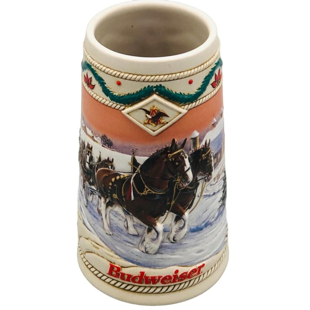 American Homestead Budweiser holiday stein 1996 made in 1995 7" tall READ